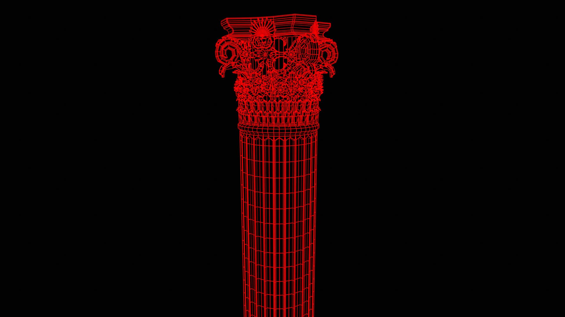 Seconda vista in wireframe della colonna ornamentale